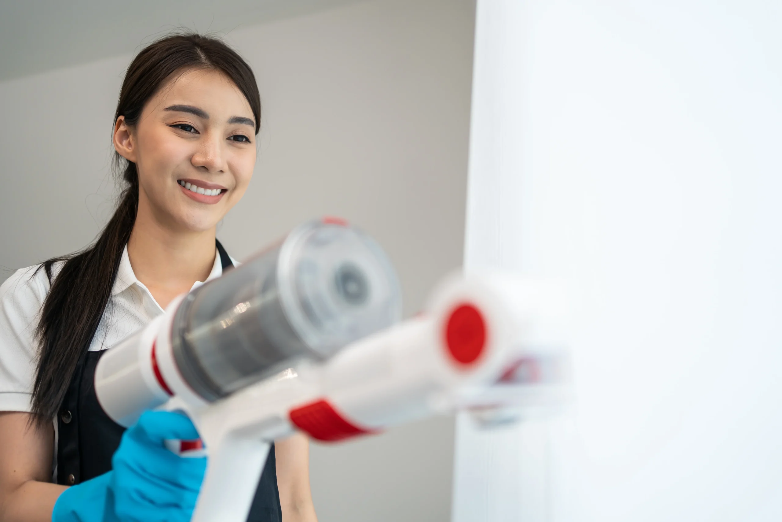 Maid cleaning toilet for house work in Malaysia